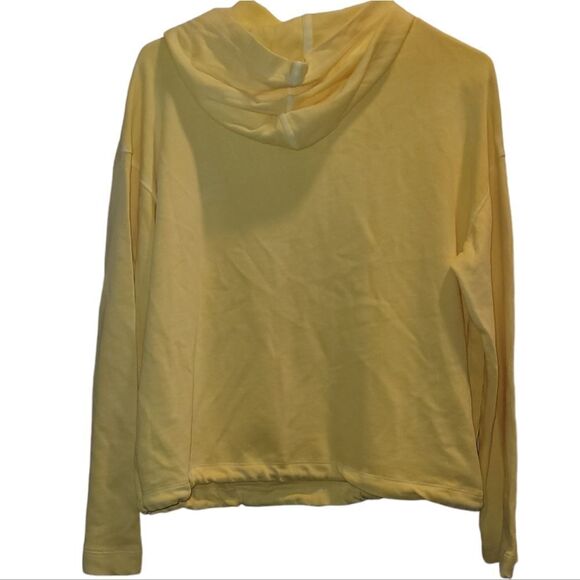 Old Navy Button Tie Waist Hoodie Pullover Sweatshirt Yellow w Graphic XS - Picture 2 of 5